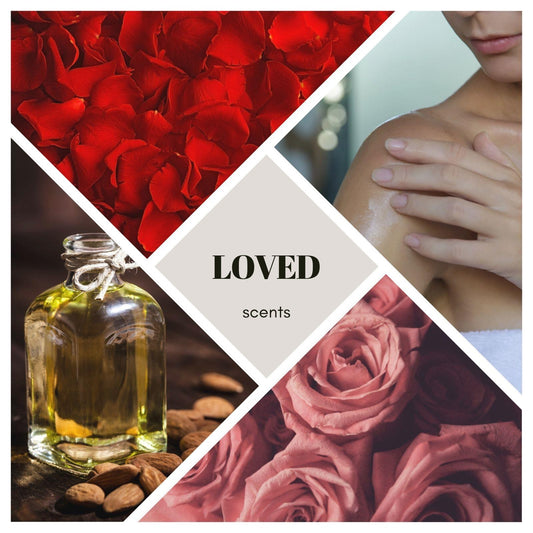 Körper- und Massageöl - Loved - Rose mit Rosenblüten