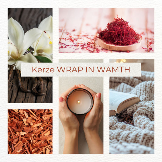 Duftkerze WRAP IN WARMTH - Warmer, dezenter Wohlfühlduft mit Sandelholz, Amber & Vanille