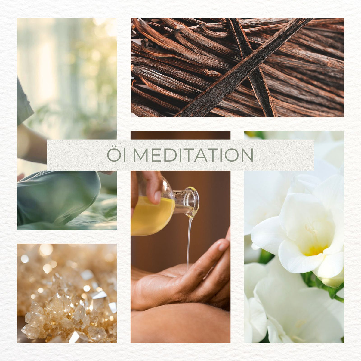 Körper- und Massageöl - Meditation - Vanille, Freesie mit Kristallen