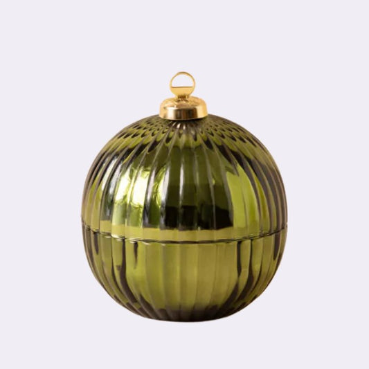Weihnachtskugel Duftkerze – Winterduft Rise in Warmth - Farbe Saphir - klein
